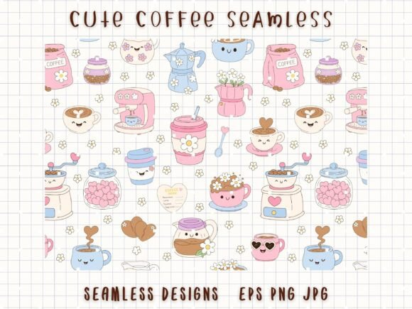 Download Cute Coffee Seamless Cafe Digital Paper - Coffee Collection